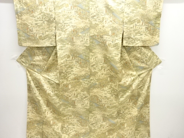 町屋風景模様小紋着物